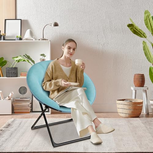 Saucer Chair, Oversized Foldable Floor Chair, Non-Slip Plush Seat for Teens/Adults, Bedroom/Dorm Lounge Chair, Green