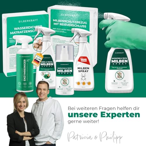 Silberkraft Milbenspray Matratzen und Polster 500ml, naturinspirierter Milbenschutz mit Geraniol, hilfreiches Anti-Milben-Mittel, gegen Hausstaubmilben, Milbenbezug Alternative