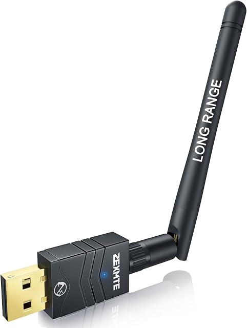USB Bluetooth Adapter 5.3 EDR, Long-Distance Bluetooth Dongle PC, 100M Audio Transmission, Low Latency, Bluetooth 5.3 Stick For Headset/Keyboard/Mouse, Compatible With Windows 11/10/8, Plug and Play
