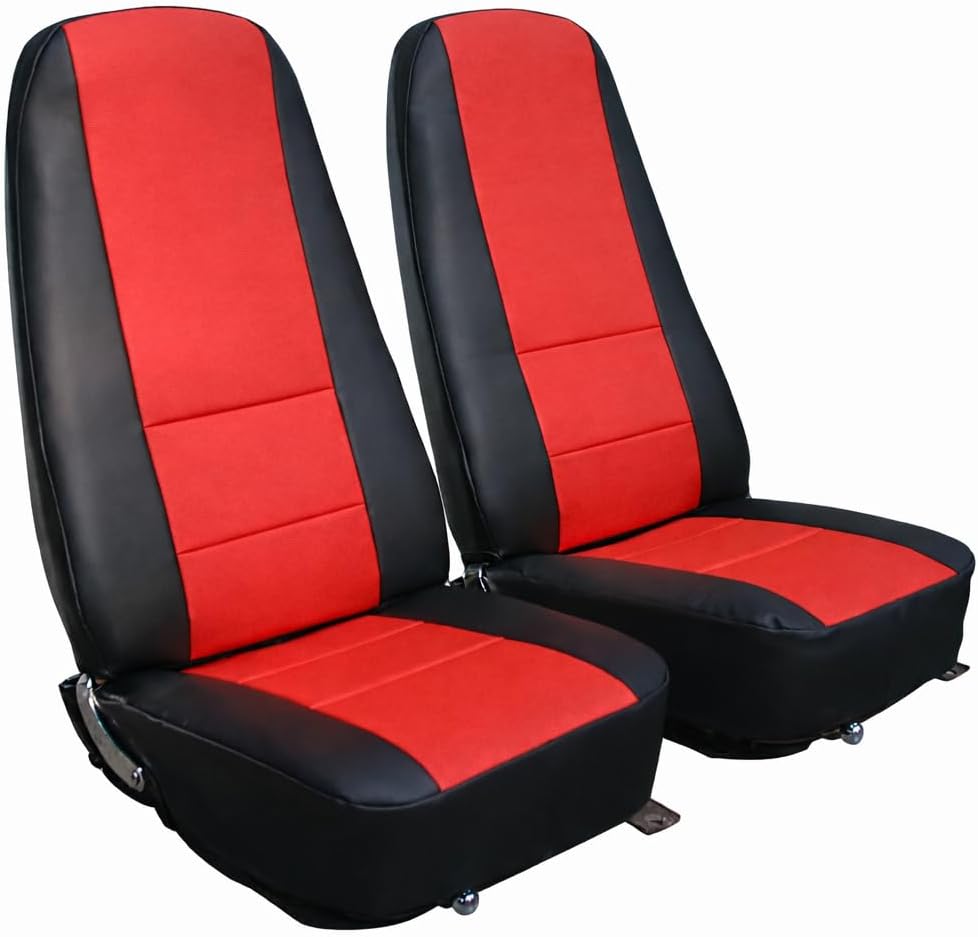 Iggee for Chevy Corvette C3 1970~1978 Artificial Leather Custom Made Original fit seat Covers (Black/Red)