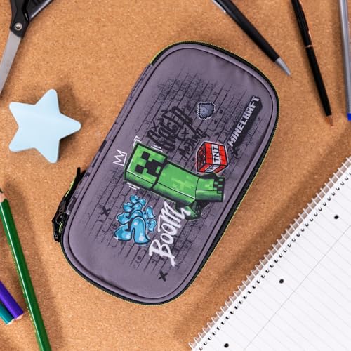 Baagl Federmäppchen für Jungen, Mädchen - Schulmäppchen für Schreibwaren - Schulsachen Federtasche, Kinder Federmappe, Etui für Schule (Skate Minecraft)
