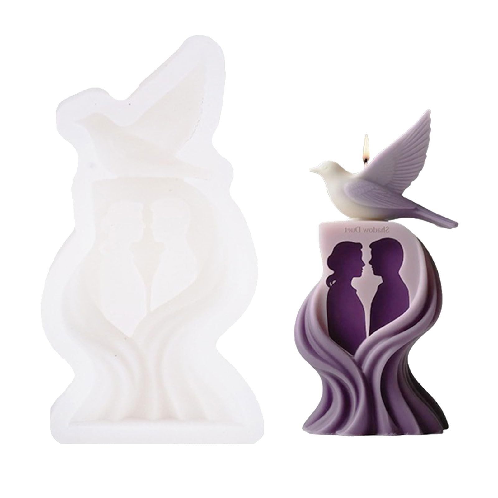 NEWFT Flexible Peace Bird Silicone Mould For Baking Candle Making Soap Craft Portable Materials Dishwasher Safe