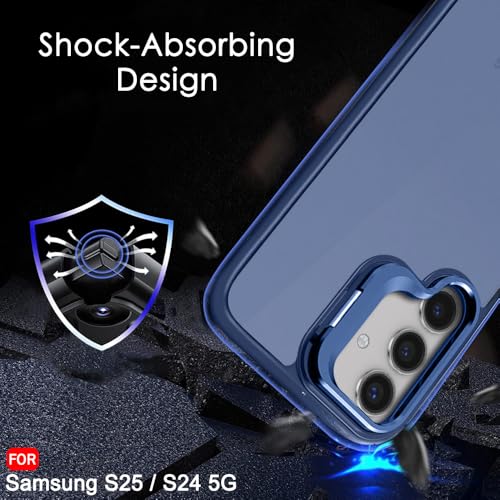 Image of TheGiftKart Hybrid Matte Frosted Back Cover Case for Samsung Galaxy S25 5G / S24 5G | Built-in Stand | Shockproof Hard Back Case Cover for Samsung Galaxy S25 5G / S24 5G (PC & TPU, Translucent Black)