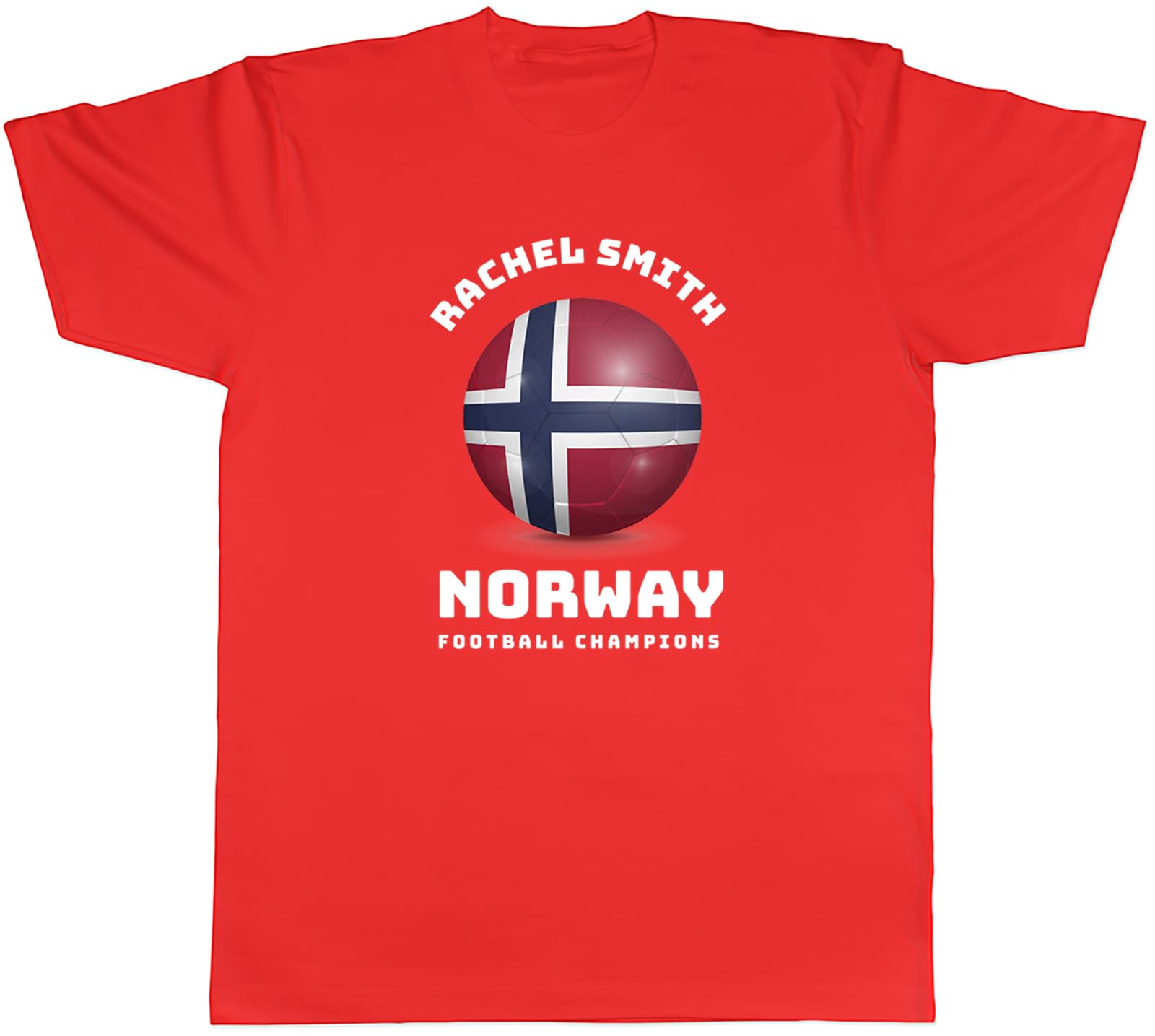 Shopagift Personalised Norway Flag Football Supporters Fan Mens T-Shirt Tee Red