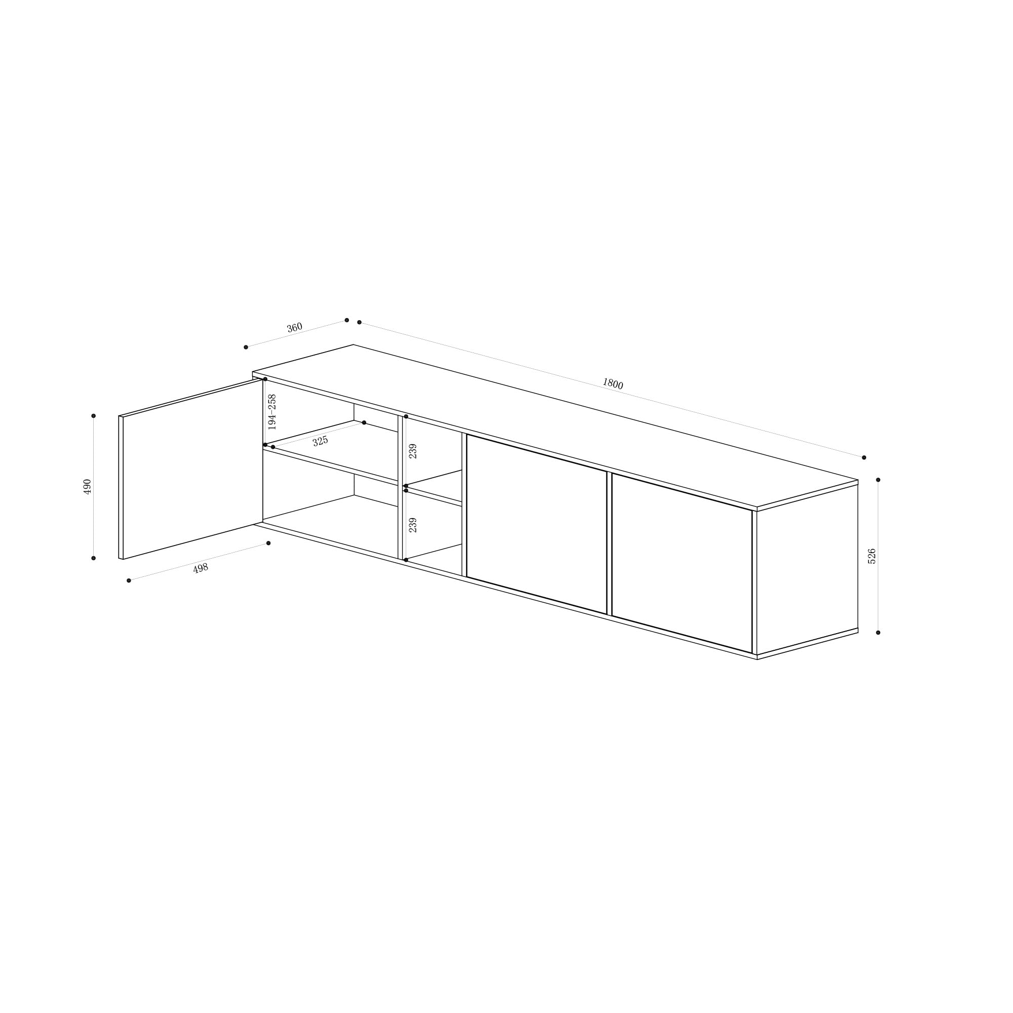 Mai & Mai Meuble de Rangement Buffet Commode Blanc Mat + Marron Clair 180cm