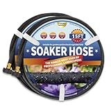 Suneed 2 Pack Soaker Hose 15 FT for Garden Bed, 1/2’’ Diameter Heavy Duty Soaker Hoses 30 FT for Garden Beds To Save 70% Water, Short Drip Soaker Hose for Vegetable Beds (2 Pack 15 FT)