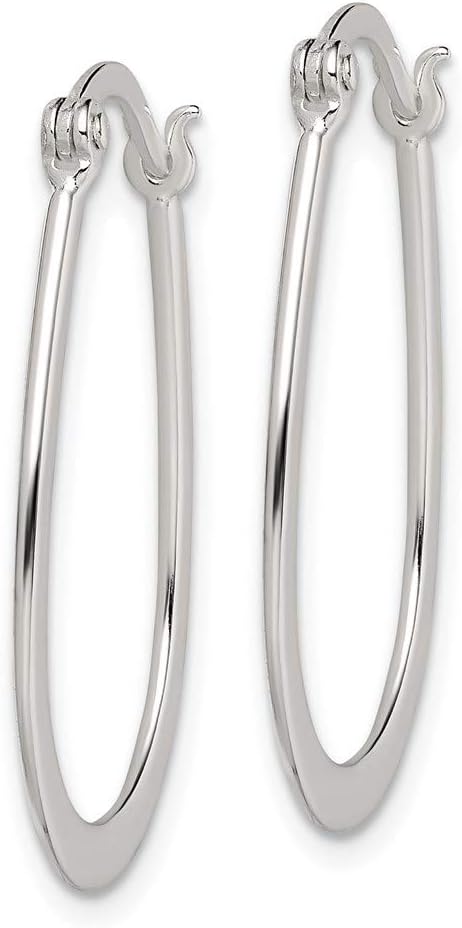Solid 925 Sterling Silver Polished Hoop Earrings (1mm x 15mm) - Image 2