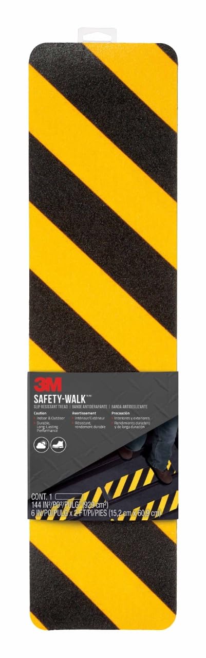 Cinta antideslizante negra y amarilla Caution Tread de 15x61 cm