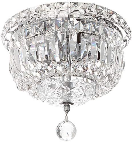 Elegant Lighting 2528F10C/RC Royal Cut Clear Crystal Tranquil 4-Light, Single-Tier Flush Mount Crystal Chandelier, Finished in Chrome with Clear Crystals