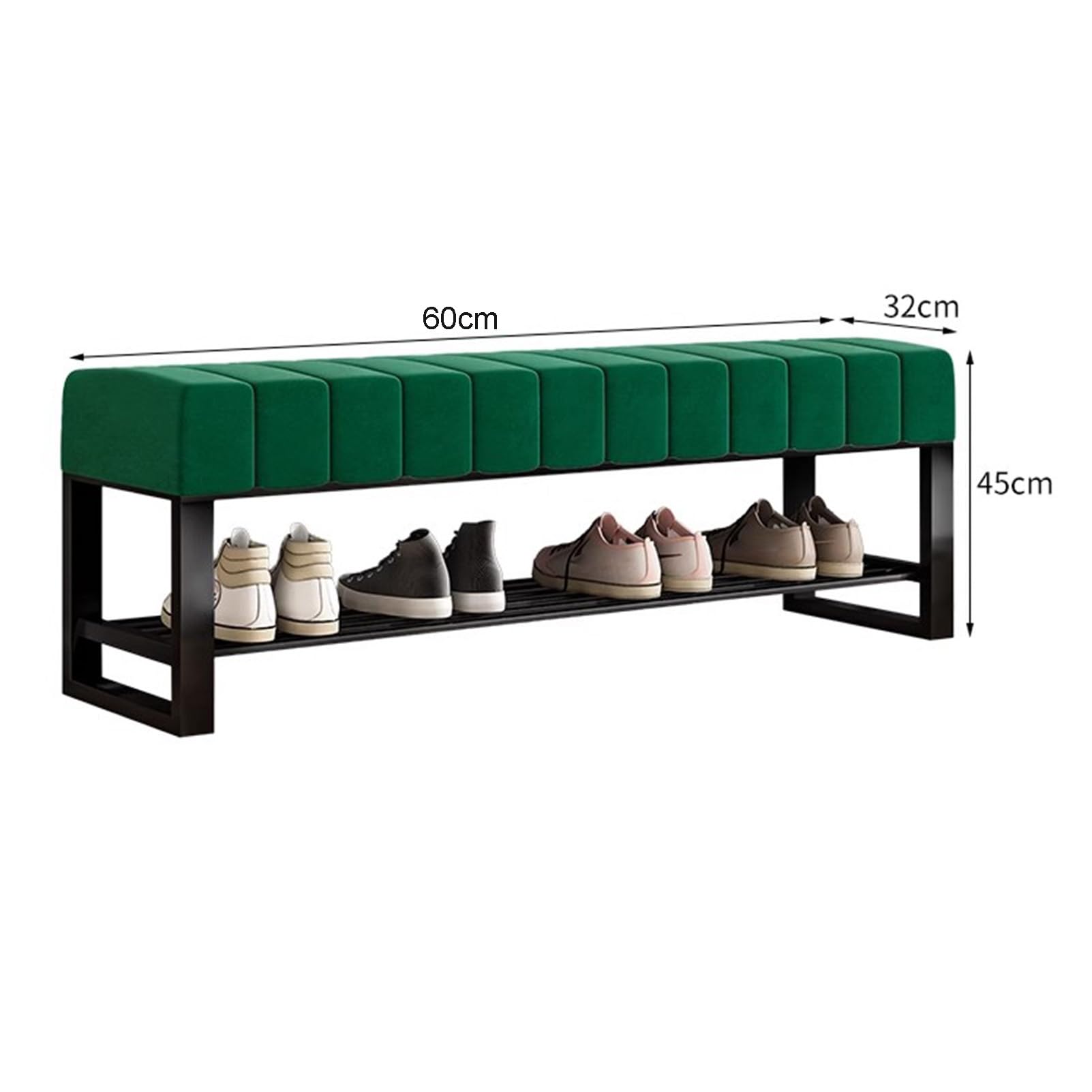 Panca Scarpiera In Velluto Grigio 80x32x45cm - Con Seduta Imbottita E 2 Ripiani | Per Ingresso E Camera