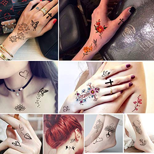 Yazhiji 60 Sheets Tiny Waterproof Temporary Tattoos, Moon Stars Constellations Music Compass Anchor Words Lines Flowers For Kids Adults Men And Women #TOP5