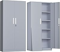 Vista 16 de Greenvelly Gabinete de Almacenamiento de Acero SnapIt, Gabinete de Almacenamiento de Metal para Garaje de 72" con Cerradura, con 4 Estantes