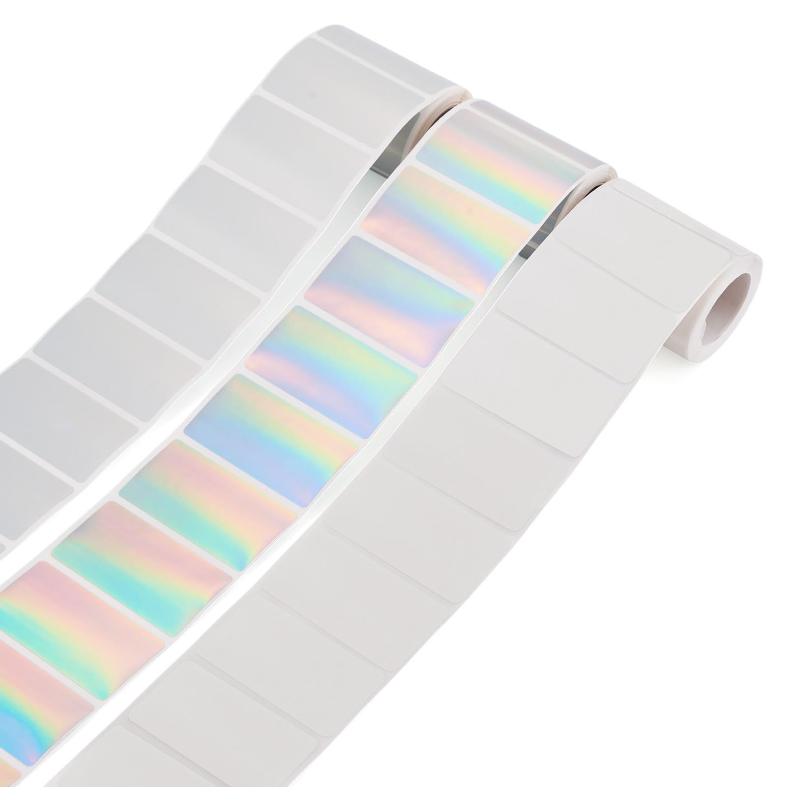 600Pcs Rectangle Thermal Sticker Labels Holographic Printable Circle Label Multi-Purpose Self-Adhesive Round Direct Thermal Labels for Business Logo Design QR Code Name Tag