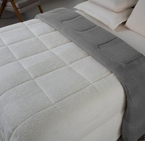 Coberdrom edredom queen sherpa dupla face pele/manta soft (Cinza)