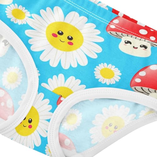Florals Girls Underwear Toddler 2t Cotton Panties for Girl Cute Smiling Mushrooms Floral Blue Kids Briefs Undies4