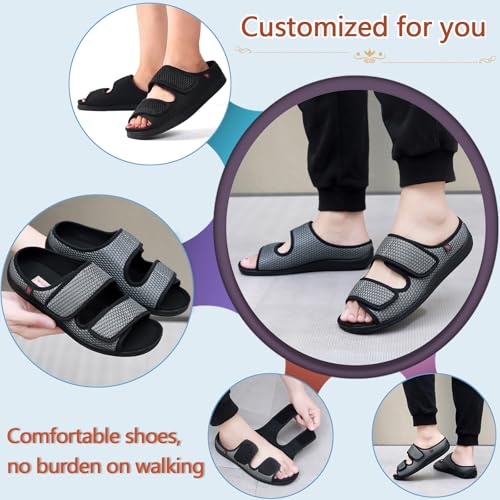 Women's Diabetic Sandals, Extra Wide Width, Open Toe, Adjustable Magic Stickers for Wide Feet, Big Toes, Foot Diseases, Arthritis, Swollen Foot2