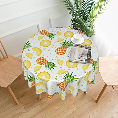 Granbey Summer Pineapple Tablecloth Round 60 Inch Tropical Fruit Tablecloths Washable Outdoor Table Clothes Circle Table Cover For Dining Room Picnic Party Home Decor #TOP1