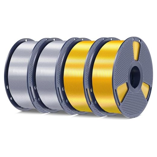 SUNLU Silk PLA+ Filament 1.75mm, Chrome Like Gloss Finish, Smooth Silk Texture, Upgraded Formula for Stable Printing, 4kg(8.8lbs) PLA Plus 3D Printer Filament, Gold+Gold+Silver+Silver