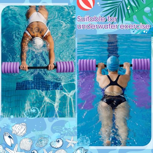 Long Aquatic Exercise Dumbbells Pool Exercise Foam Water Weights Dumbbell Aquatic Pool Barbells with High Density EVA Foam for Swim Water Aerobics Workouts Loss(Purple,33.07 Inch) — view 5