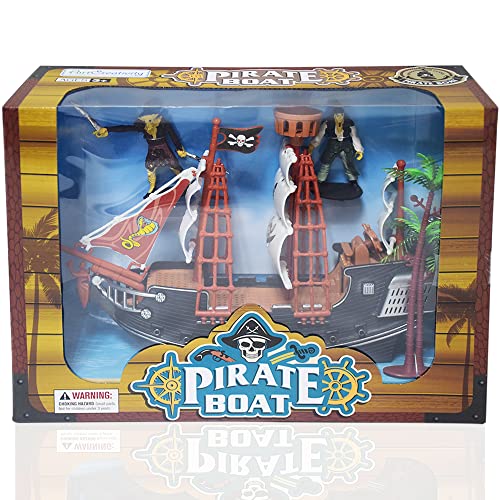 artcreativity 10ã â‚ â Pirate Boat 12 Action Figures Set (Pack of 13) | Pirate Ship playset |Fun Pirate Party Favor Prize | Excellent Gift Kids Ages 5+