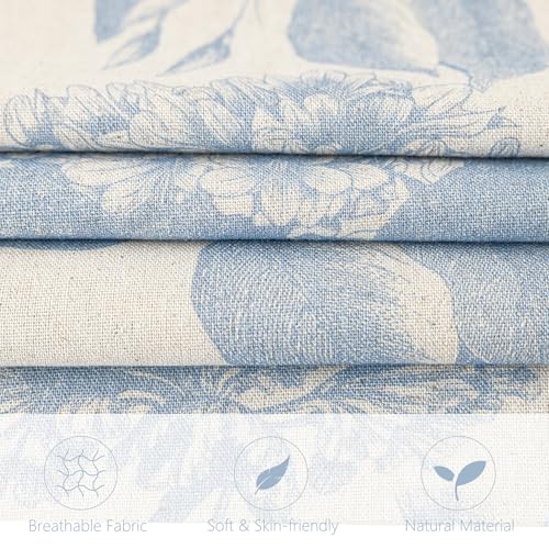 Image of Foindtower Set of 2 Linen Floral Vintage Throw Pillow Covers Neutral Accent Decorative Cozy Cushion Covers Farmhouse Boho Home Decor for Sofa Chair Couch Bedroom Living Room,22x22 Inch,Sky Blue