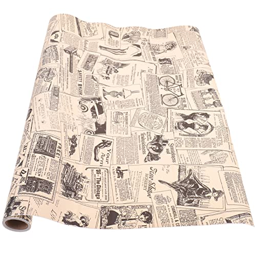 Mikikit Papel Tapiz Despegable y Adhesivo Vintage Estilo Periódico Retro, Papel Pintado Adhesivo Para Pared, Calcomanía De Pared Para Decoración De Cocina y Sala De Estar, Rollo 45x297 Cm