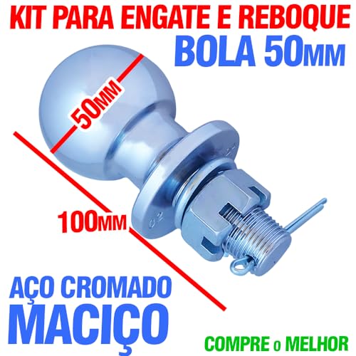 Kit Para Engate Reboque Bola 50mm Capa 90mm Tomada