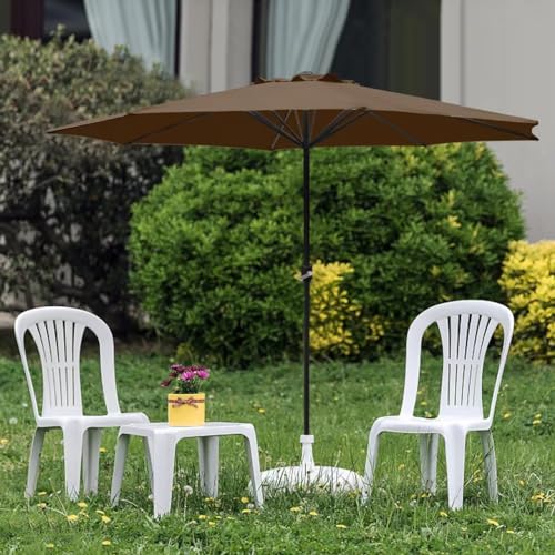 SONGBATE Thickened 10ft Patio Umbrella Outdoor, With 8 Sturdy Ribs and Crank for Garden, Deck, Lawn, Backyard & Pool, Brown (No Base) - Image 3