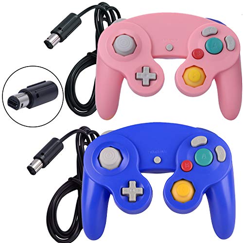 Paquete de 2 mandos clásicos para videojuegos con cable para Wii NGC Game Cube