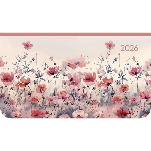  Alpha Edition - Ladytimer Pad Flower Field 2026 – Calendario tascabile 15,6 × 9 cm in formato orizzontale con panoramica settimanale e area note, calendario floreale e agenda per scuola, lavoro e uso