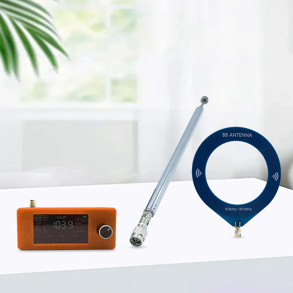 SI4732 - Mini radio de bolsillo de 0,5-108 MHz HF SW MW VHF receptor de radio de todas las bandas, LSB USB AM FM pantalla de 1.9 pulgadas con 2 antenas