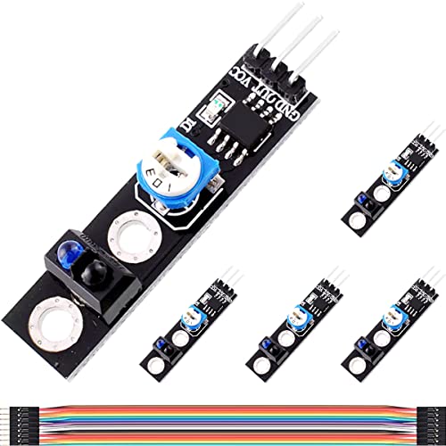 DAOKAI Módulos de sensor de seguimiento de 5 piezas KY-033 Seguidor de línea TCRT5000 Sensor de detección de infrarrojos de 1 canal Módulo de evitación de obstáculos Sensibilidad ajustable