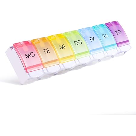 Tablettenbox Pillendose Medikamentenaufbewahrung Wochenbox 7 Fächer Schwarz