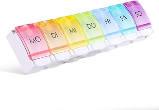 Opret Tablettenbox 7 Tage Deutsch, Pillendose Regenbogen, Tablettendose Pillenbox Medikamentenbox Wochen Tabletten Organizer, Kleine Eicht Zu Öffnen für Unterwegs
