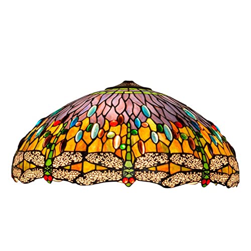 Lampadaire libellule 20 pouces en vitrail style Tiffany violet vert orange