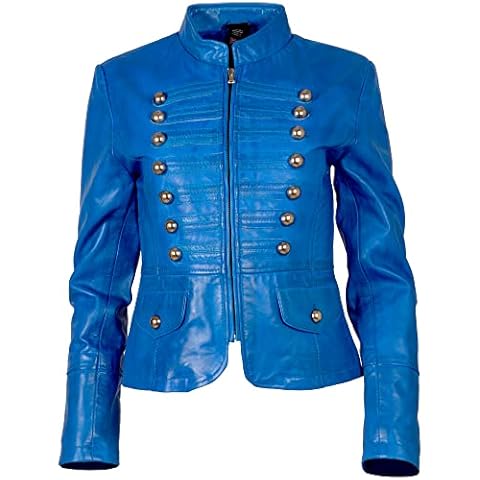 Aviatrix Electric Blue Leather Military Jacket Cover