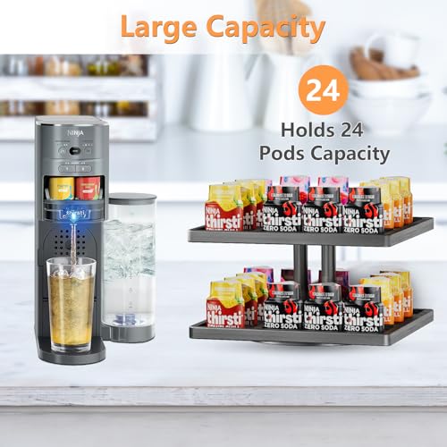 Image of Flavor Storage Holder for Ninja Thirsti, 360 Rotating Storage Rack Holds 24 Pods, Compatible with Ninja Thirsties Drink System Soda Machine Syrup Holder Accessories (Shelf Only)