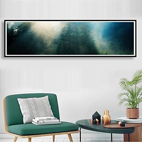 Art mural moderne paysage nordique toile foret 60x180 cm