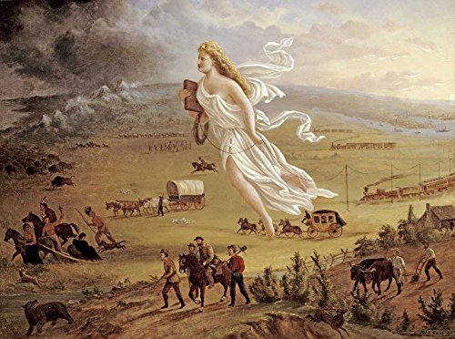 Tableau Progrès américain John Gast œuvre figurative sur châssis en bois