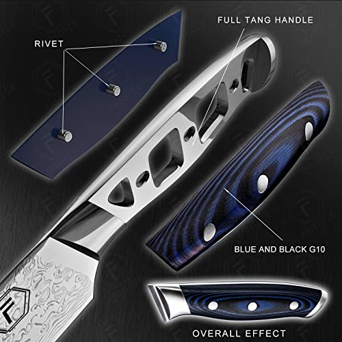 Image of FANTECK 8-inch Professional Damascus Chef Knife with High Carbon 67 Layers VG-10 Damascus Stainless Steel, Ergonomic Blue G10 Handle