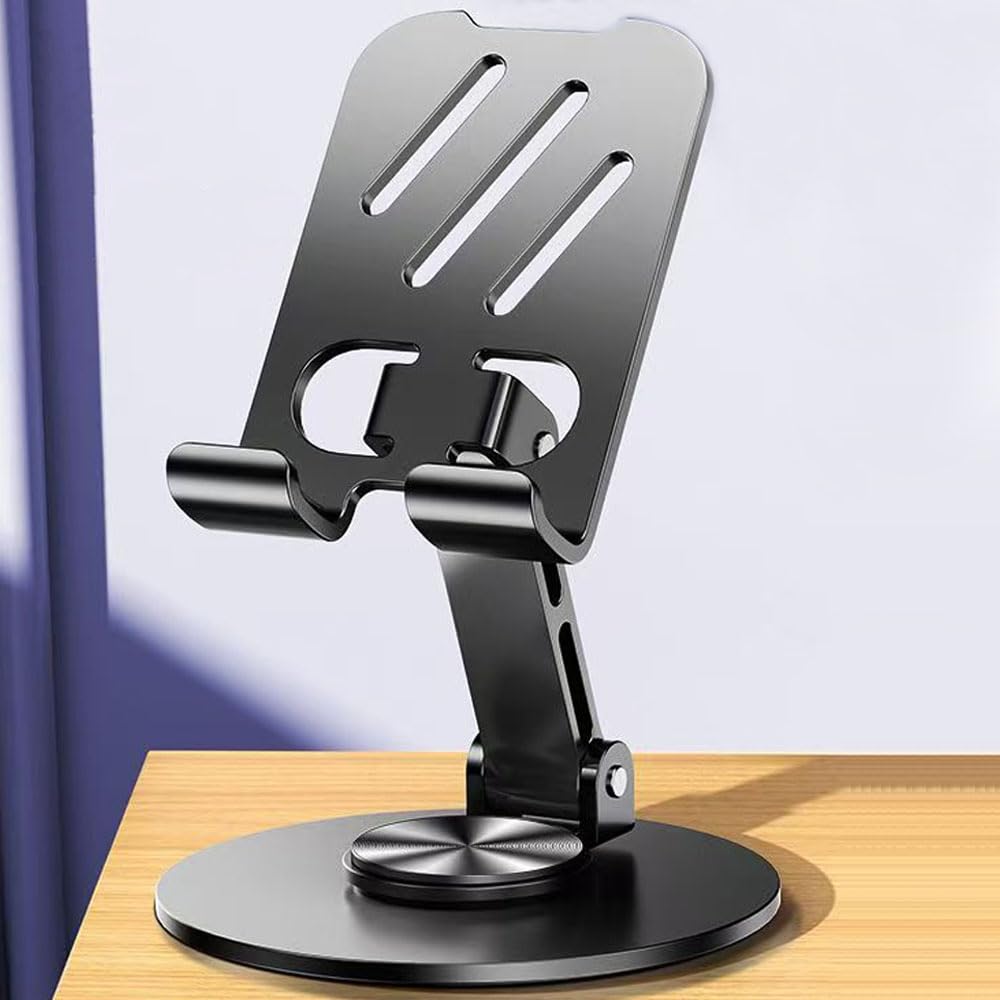 ANRACHEL Cell Phone Stand for Desk,Angle Height Adjustable Aluminum Cell Phone Holder with Silicon Pad,Foldable Desktop Phone Holder Cradle Dock Compatible with All Mobile Phones (B0D1KRV7W9) Amazon Price History, Amazon Price Tracker