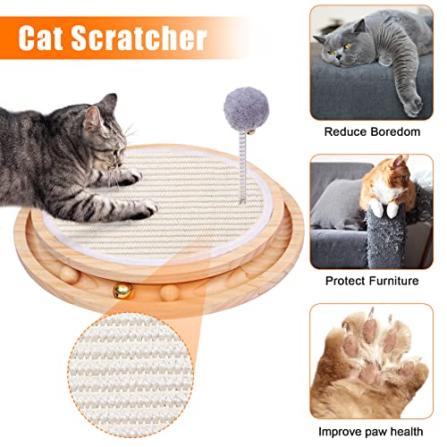 Lmugoos Cat Scratcher,Cat Natural Sisal Scratching Pad,Kitten Interactive Toy With Ball Track Spring Ball For Chasing Hunting Mental Physical Exercise Puzzle… #TOP1