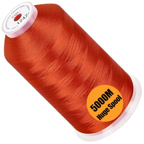 Image of New brothread - Single Huge Spool 5000M Each Polyester Embroidery Machine Thread 40WT for Commercial and Domestic Machines - Persimmon