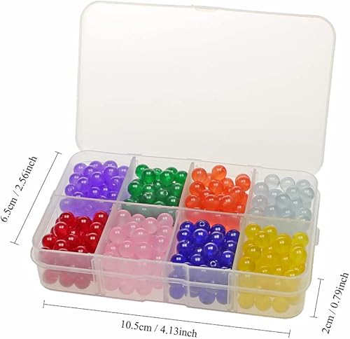 Miniatura 3 de Juego de 400 cuentas de piedra de 0.236 pulgadas (0.236 in), redondas, sueltas, color morado claro, verde oscuro, naranja, azul claro, rojo, rosa,