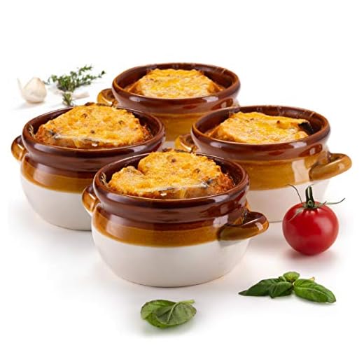 KooK French Onion Soup Crocks, Ceramic Make, Large Handles, Stoneware, Dishwasher, Microwave, Oven & Broil Safe 16oz Standard Capacity & 18oz Full Capacity