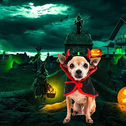 Halloween Dog Costume Cute Vampire Cloak Devil Headband Adjustable Funny Pet Cloak Cool Demon Hair Hoop Halloween Cosplay Clothes For Medium Large Dogs Holiday Dress Supplies #TOP5