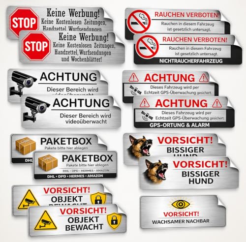 Paketbox Aufkleber Set – 15x Paket bitte hier ablegen Sticker – Lieferhinweis für DHL, Amazon, Hermes & DPD – Briefkasten & Paketbox Aufkleber wetterfest & robust