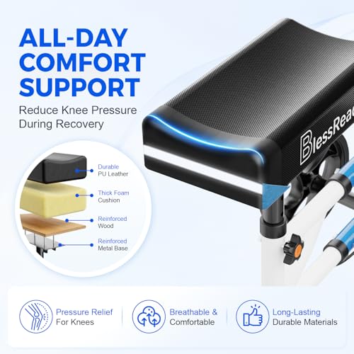 Image of BlessReach Lightweight Knee Scooter for Adults for Foot Injuries,Knee Pad | 300lbs Foldable Leg Knee Scooter, 8'' Rubber Wheels, Dual Brake, Adjustable Height, Crutch Alternative for Ankle Recovery