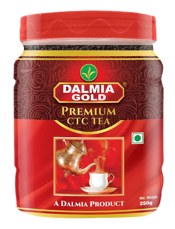 Dalmia Gold Premium Ctc Tea With Long Orthodox Leaves - 250Gms (Jar) | Pack Of 4 | Blended Ctc Tea | Fresh And Aromatic Chai | 100% Vegetarian - Assam, Loose Leaves