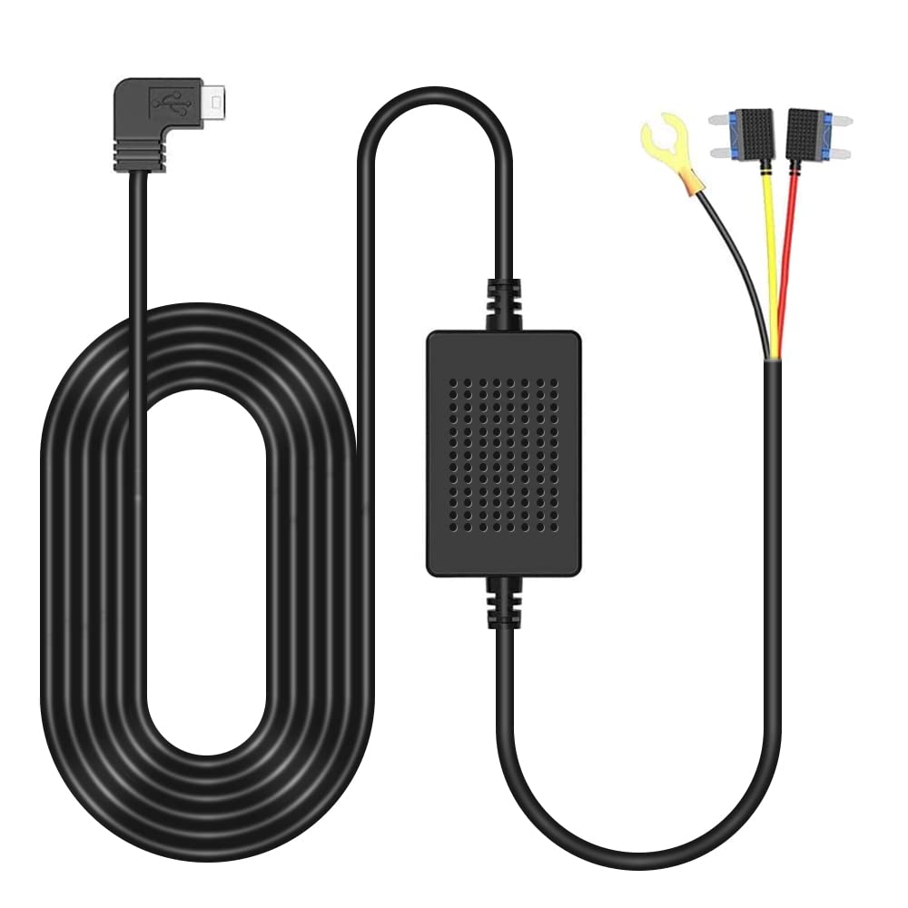 Fitcamx Fuse Box Cable dedicado para Mirror Dual Dashcam, Actualización de la función de Modo de estacionamiento, Fusible del Kit de Cable Duro USB, Cable de Repuesto para Accesorios de automóvil